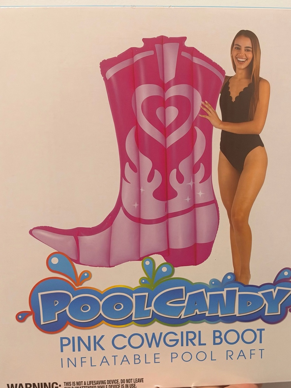 Pink Cowgirl Boot Inflatable Pool Raft